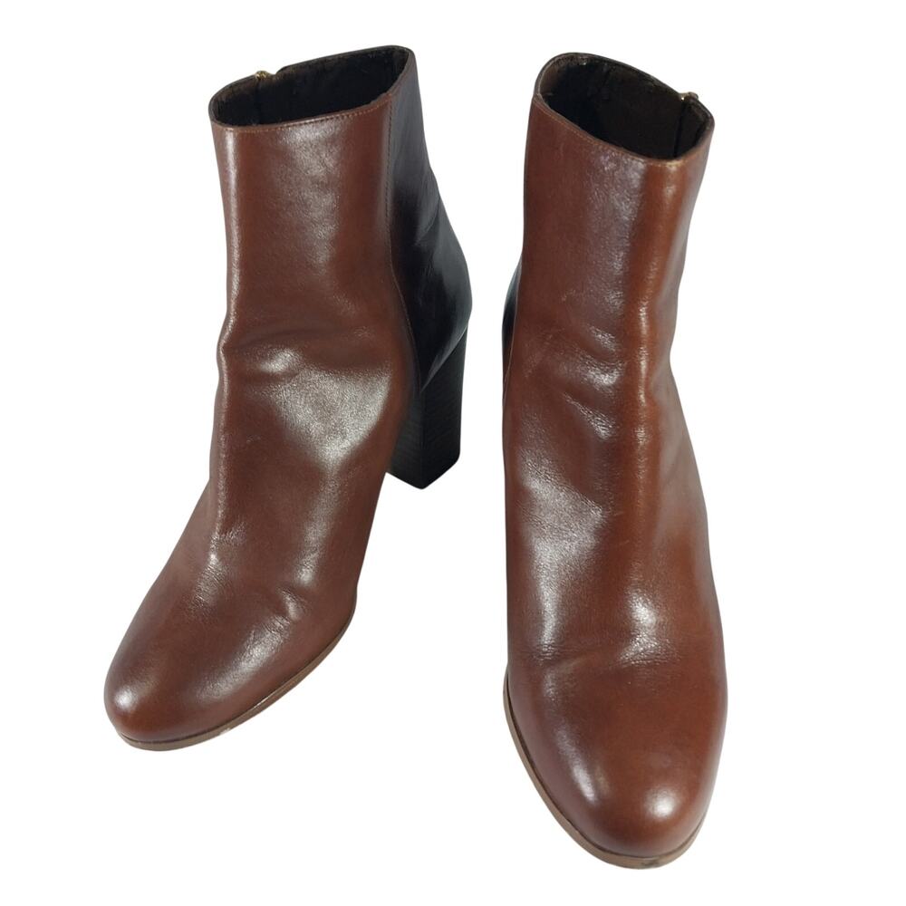 MICHAEL KORS! COGNAC BROWN GENUINE LEATHER ANKLE BOOTS! SZ 10M - Picture 4 of 12